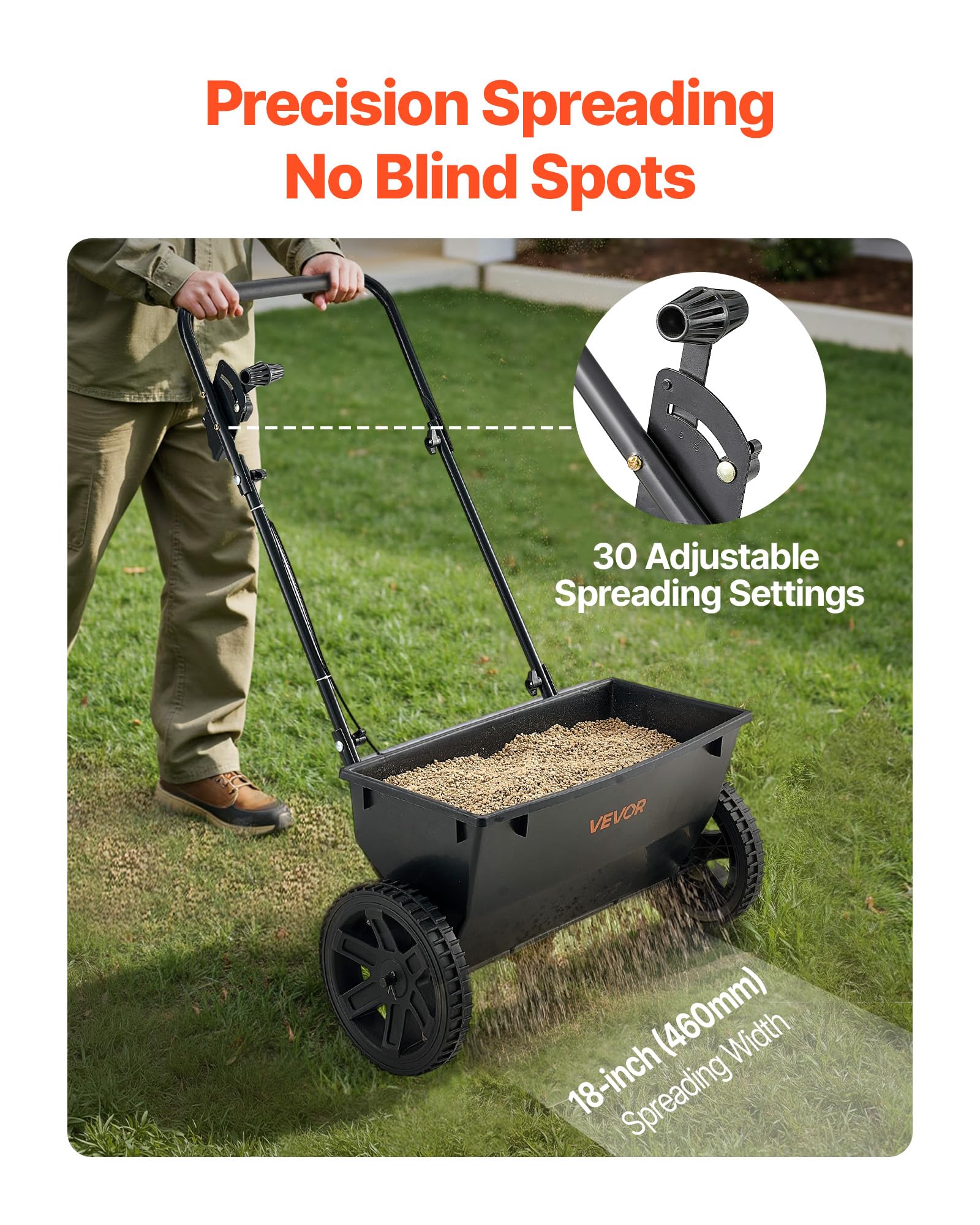 VEVOR hopper grate supports steady flow for even coverage.