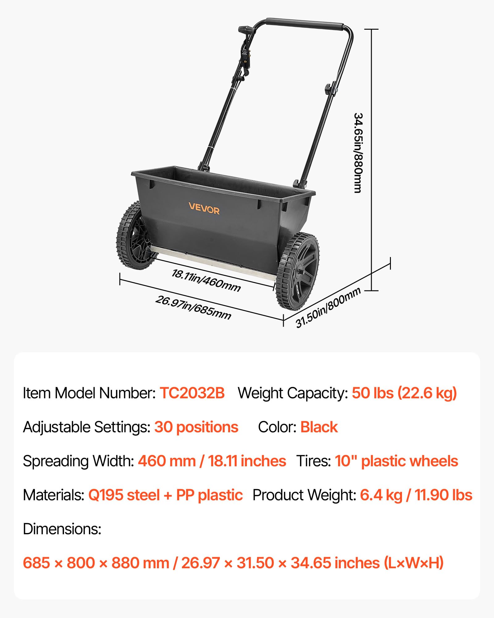 VEVOR powder-coated frame resists wear and weather.