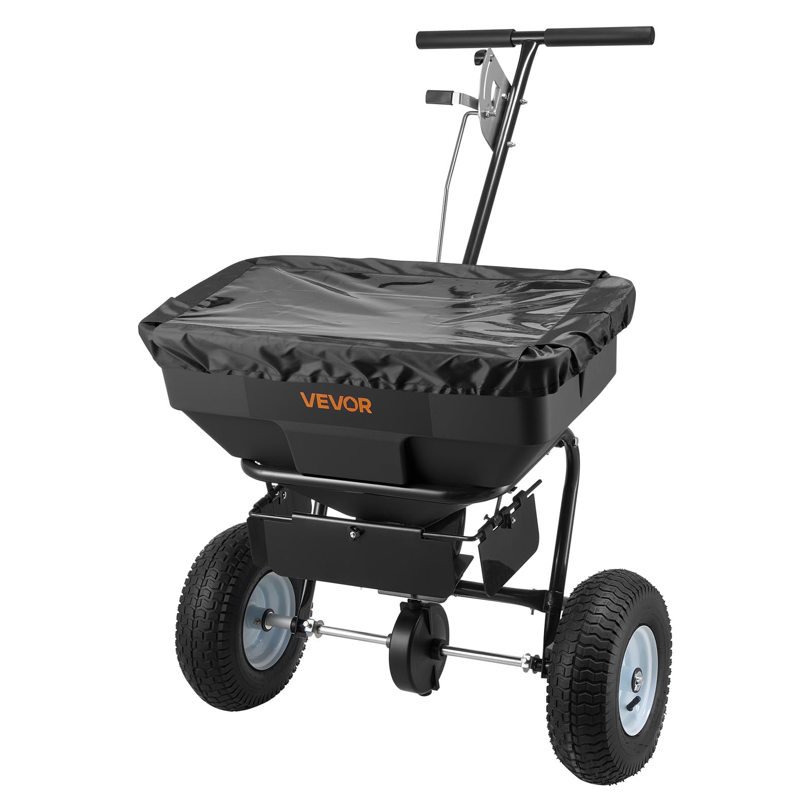 VEVOR spreader supports year-round use for seeds, fertilizer, weed control, and ice melt