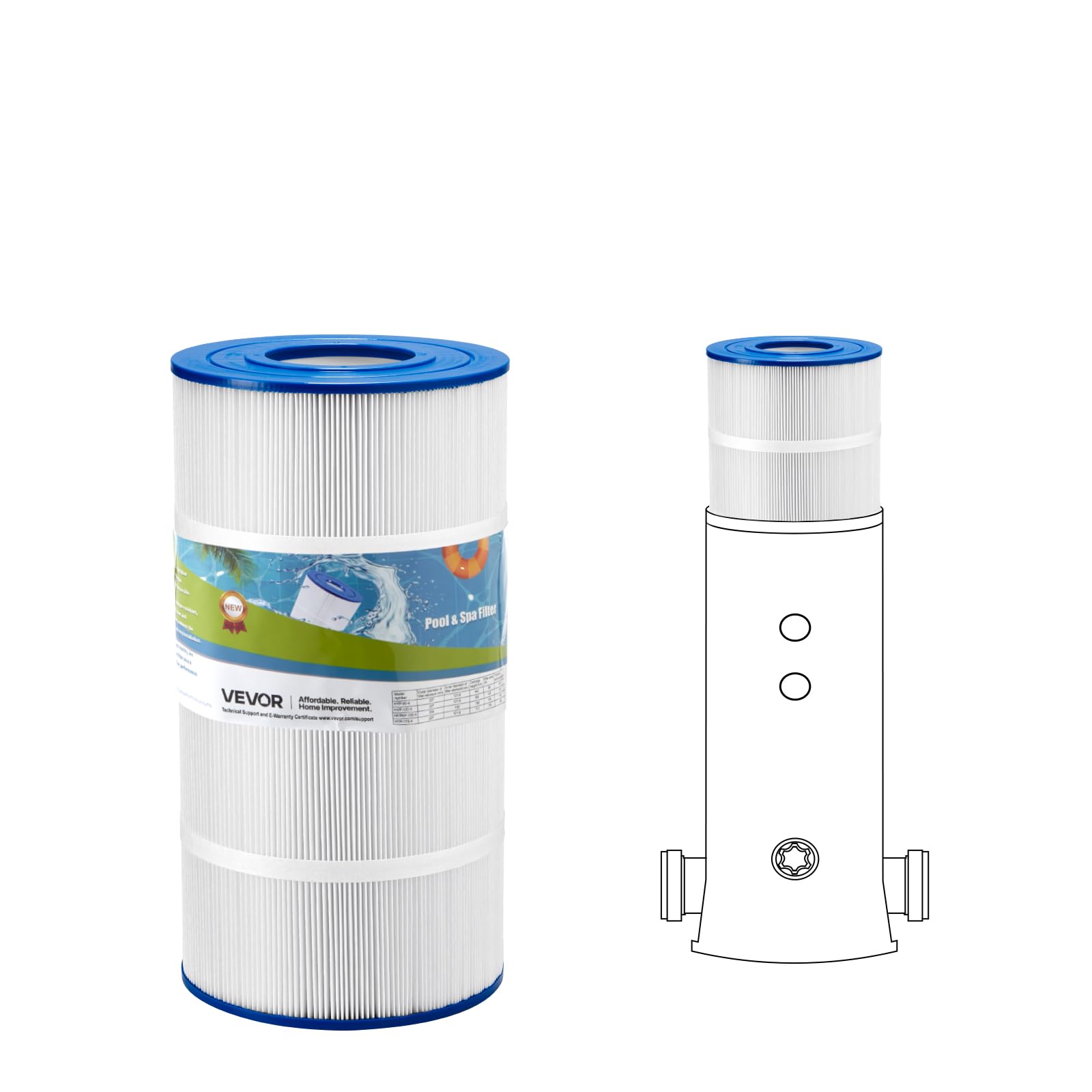 VEVOR C900 filter cartridge closeup shows trilobal fiber for fine filtration