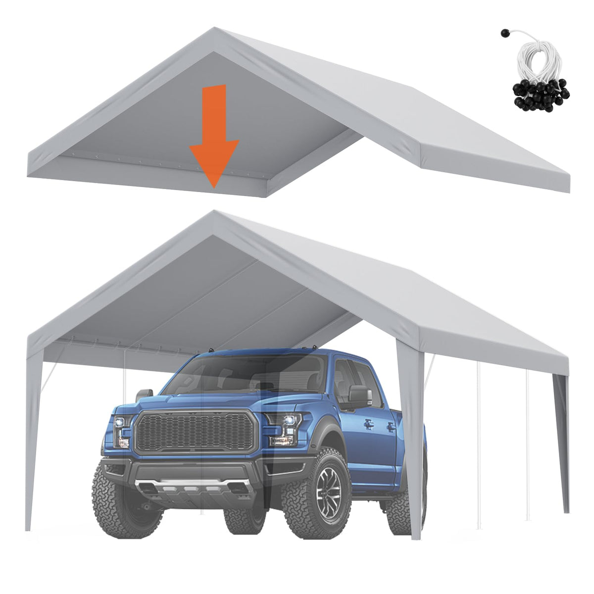 VEVOR carport 13x20 top cover close-up fabric weave for durability.