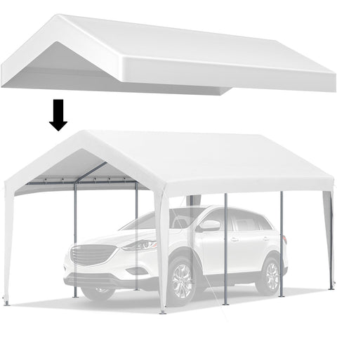 VEVOR carport cover 10x20 fabric texture shows durable ripstop material for year‑round shelter.