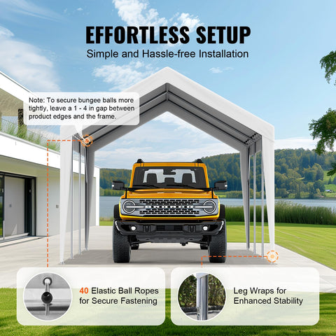 VEVOR sandbags, nails, and ropes illustrate enhanced wind stability during installation.