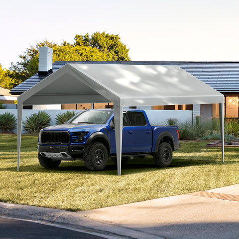 VEVOR grey carport canopy cover blends with outdoor space