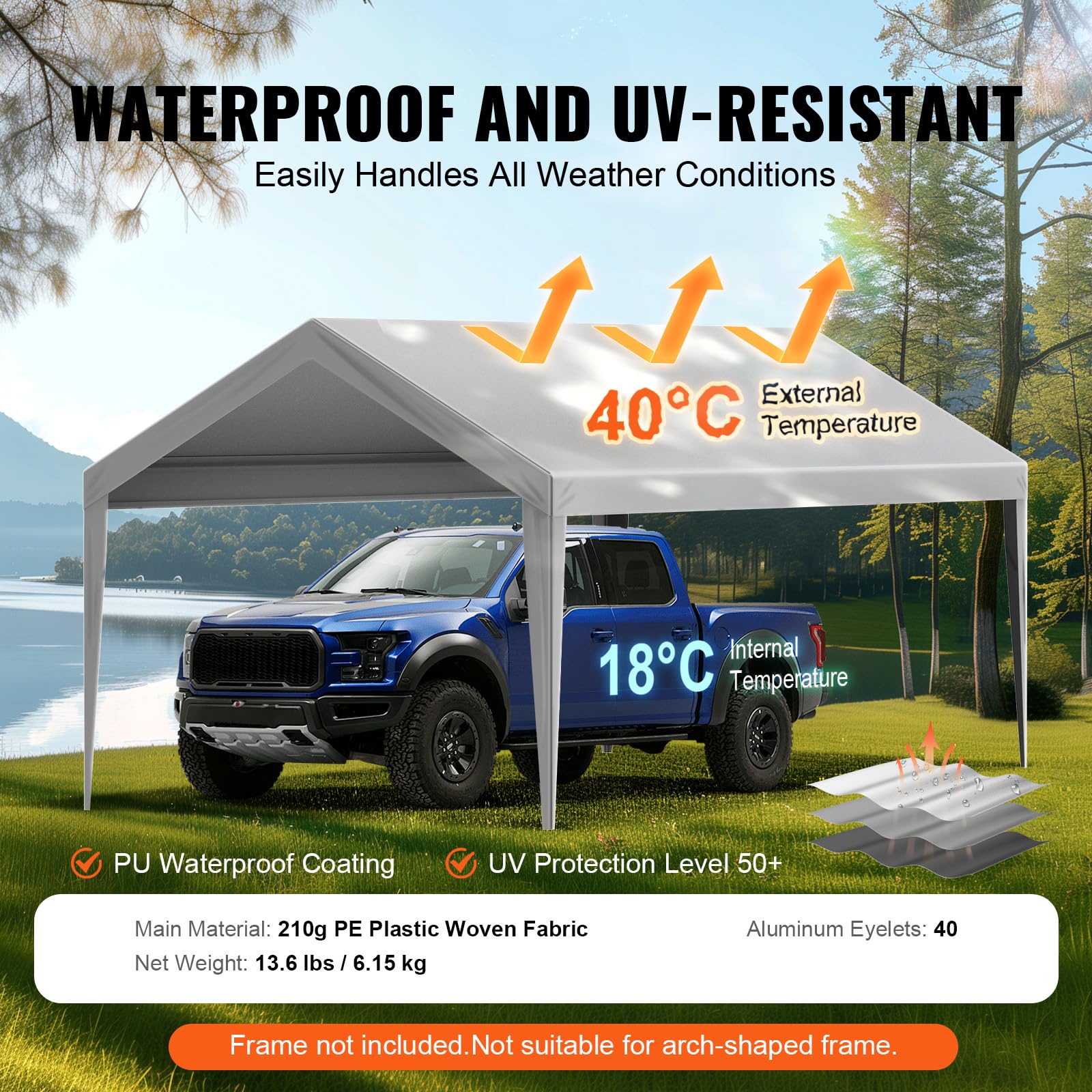 VEVOR canopy cover UV protection under bright sun