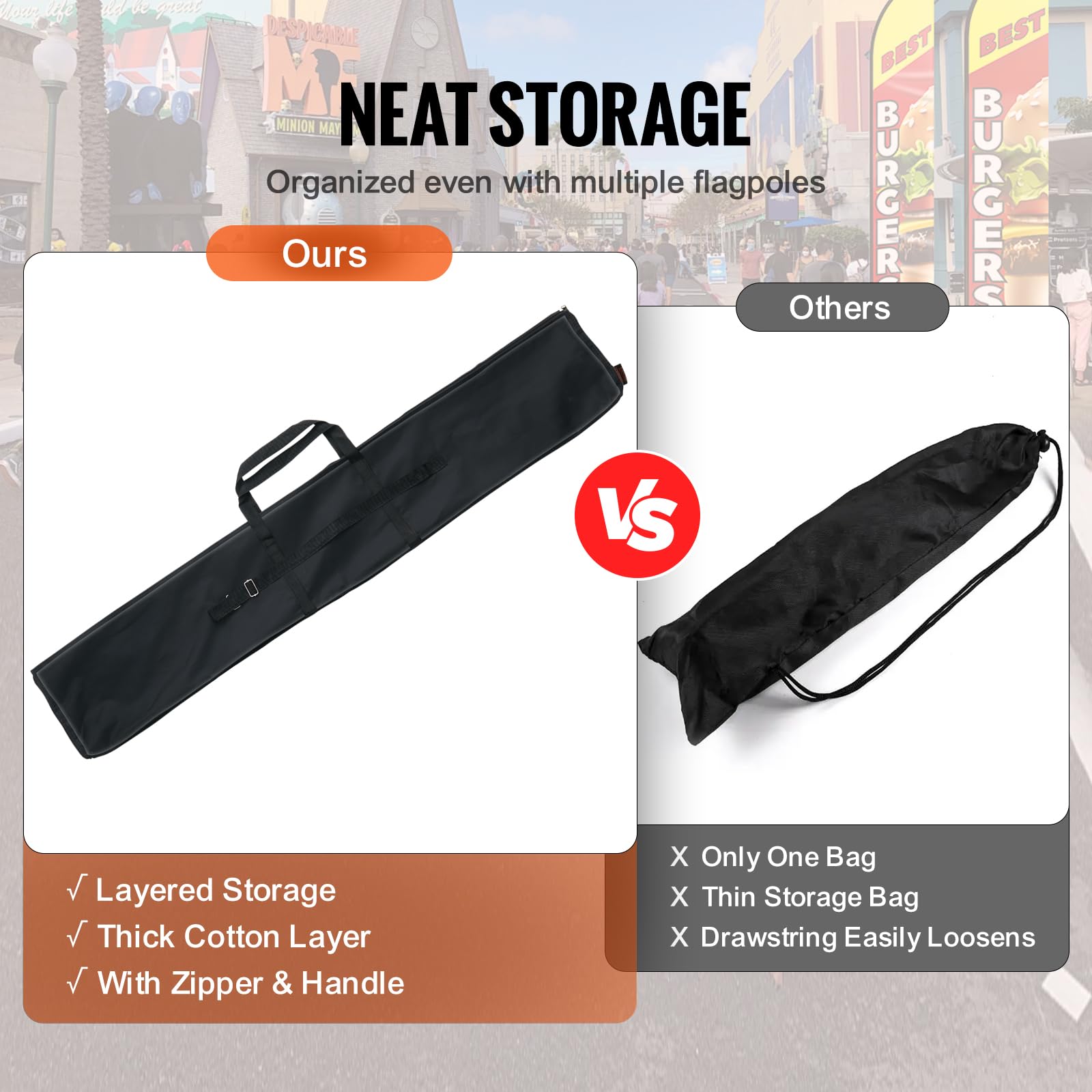 VEVOR carrying bag enables easy transport and storage of the pole kit.