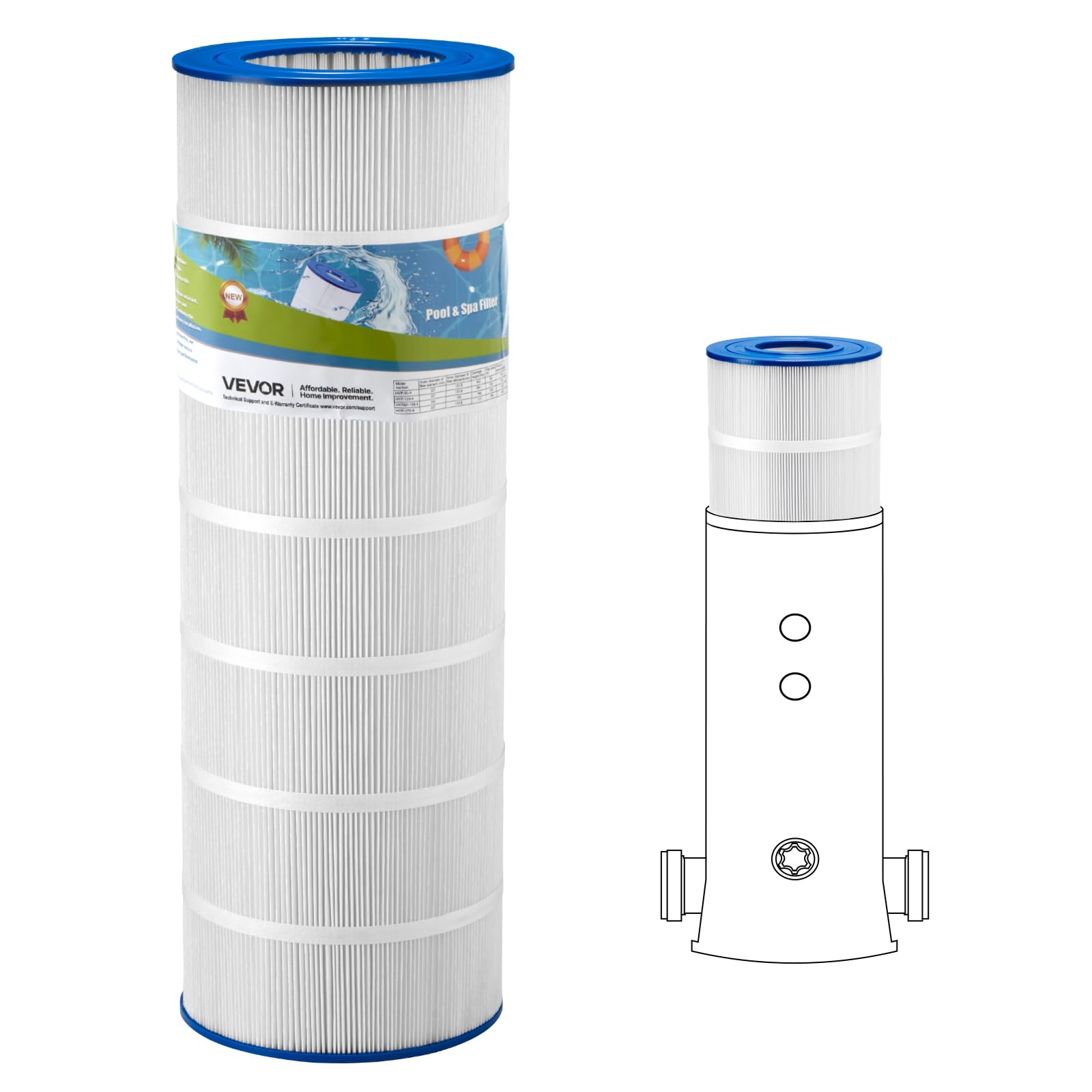 VEVOR CC150 filter cartridge compatible with Pentair for easy pool maintenance.