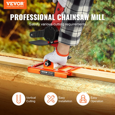 VEVOR Chainsaw Mill cast iron construction provides durable outdoor cutting support.