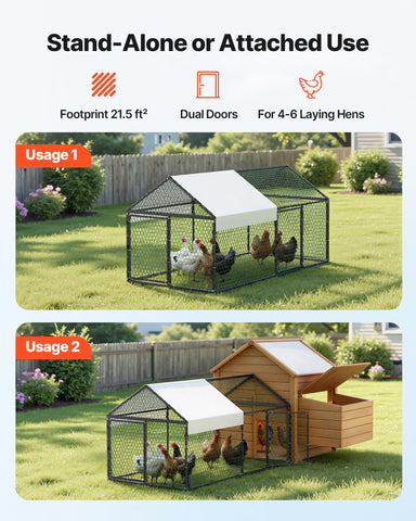VEVOR chicken coop run with double doors, easy access.