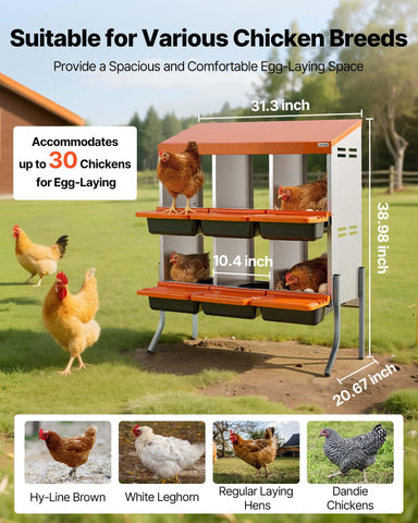 VEVOR chicken nesting box roll-away trays enable easy egg retrieval and cleanup.