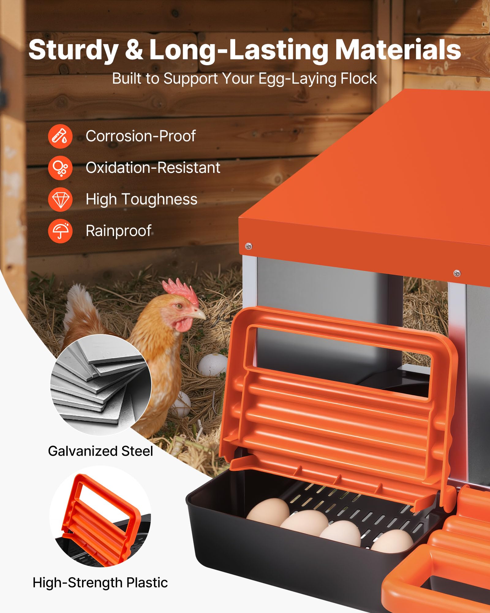 VEVOR nest with angled trays guiding eggs to the front collection
