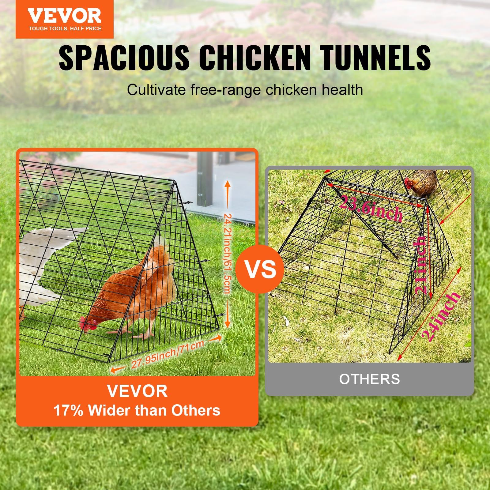 VEVOR chicken tunnel durable-steel-frame long-lasting garden protection
