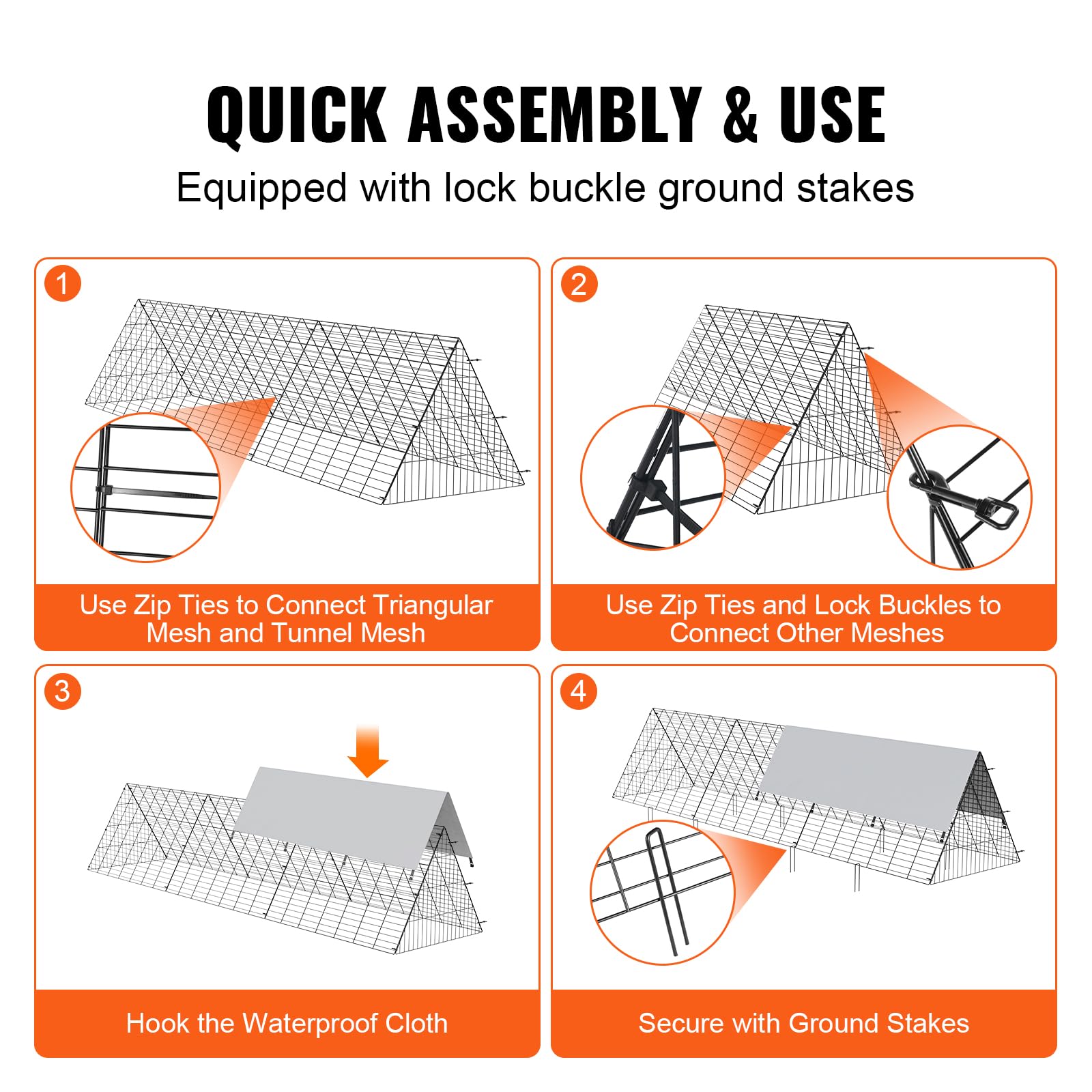 VEVOR chicken tunnel easy-assembly design simplifies outdoor setup