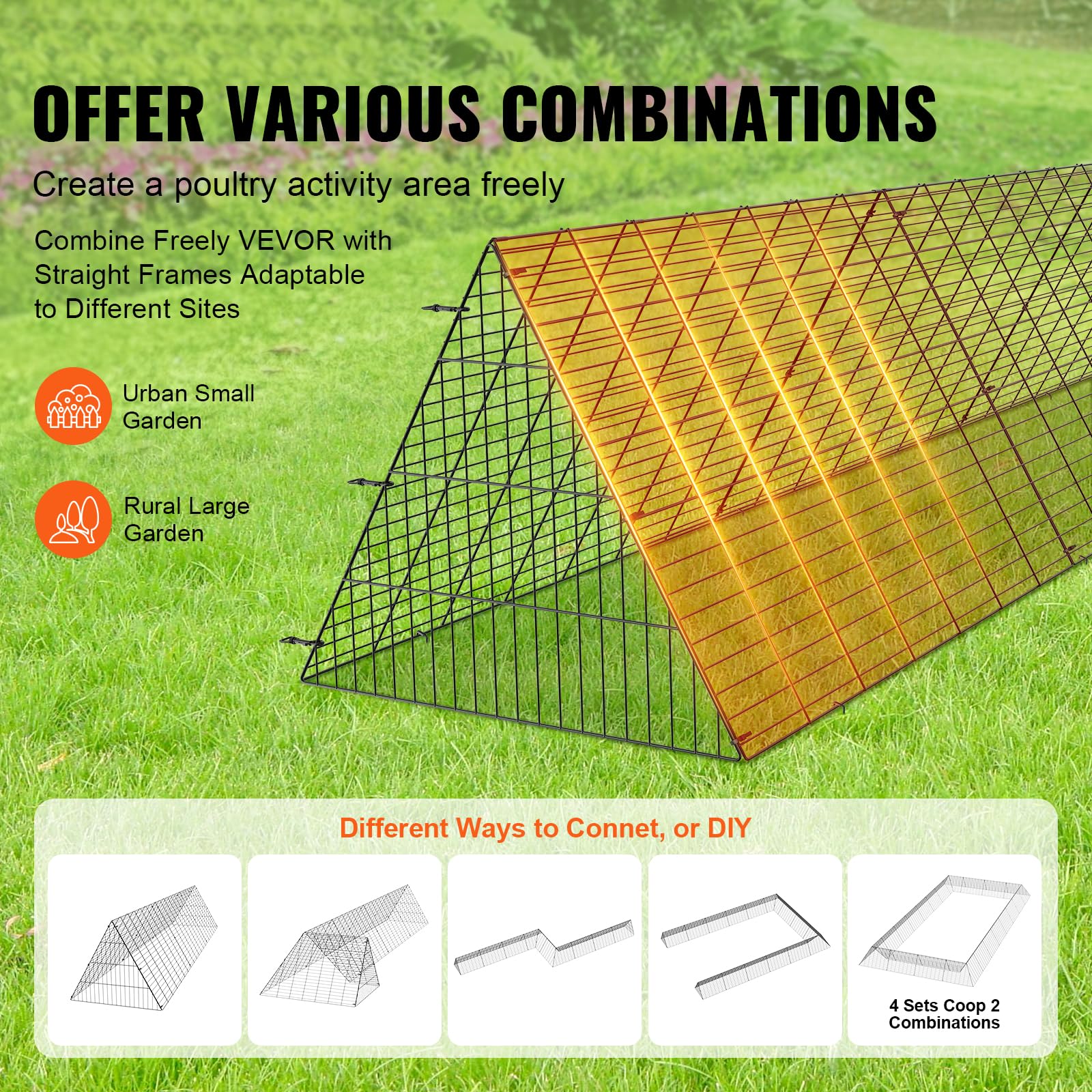 VEVOR chicken tunnel foldable-design adapts to yard layouts