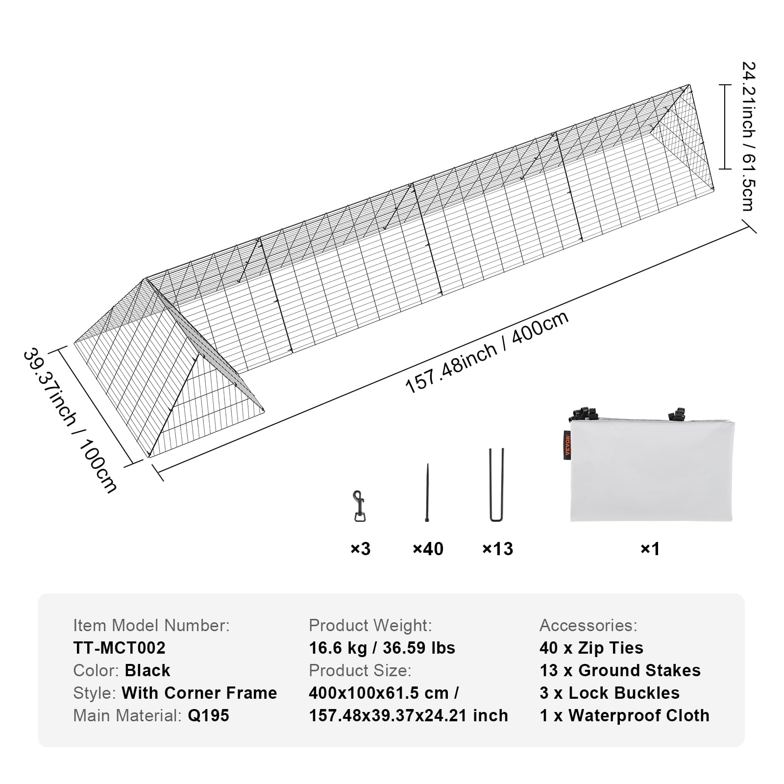 VEVOR modular corner frame enables custom tunnel layouts