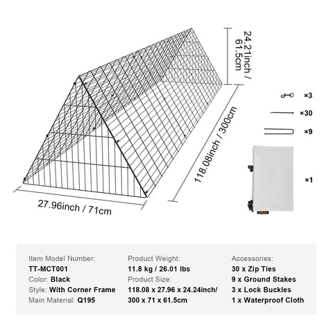 VEVOR chicken tunnel predator-protection-mesh safeguards poultry from intruders