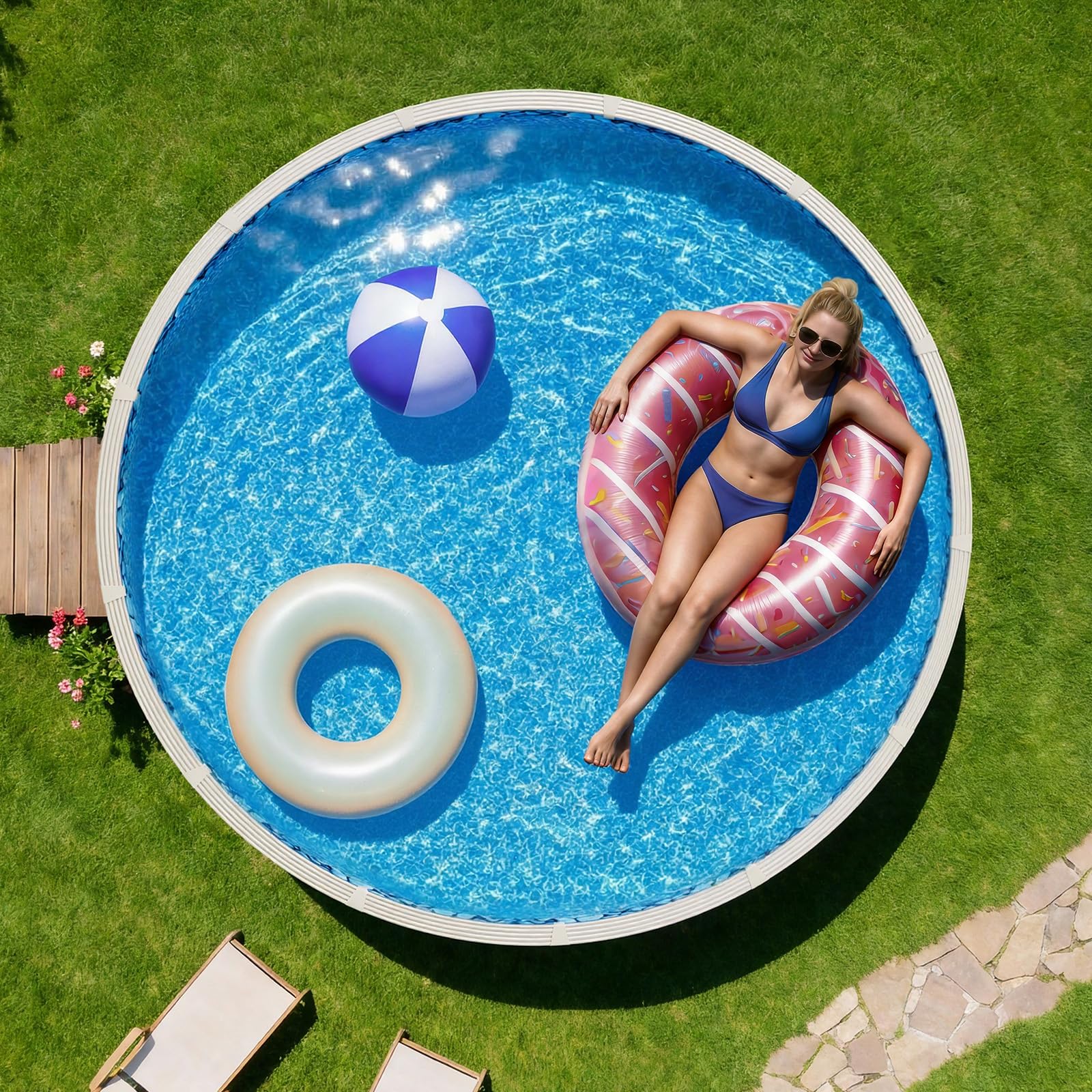 VEVOR chlorine-resistant liner supports long-lasting water clarity and stability.