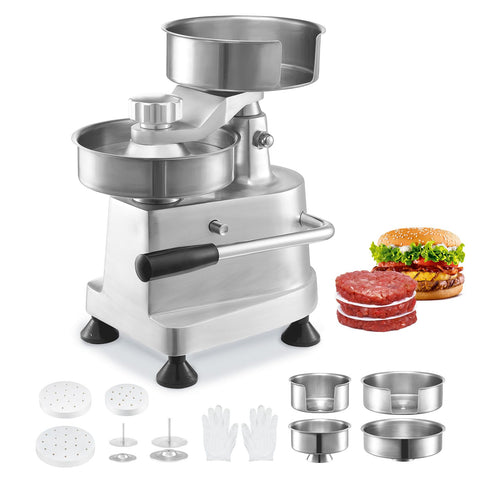 VEVOR commercial burger patty maker front view showcases compact, efficient design for busy kitchens.
