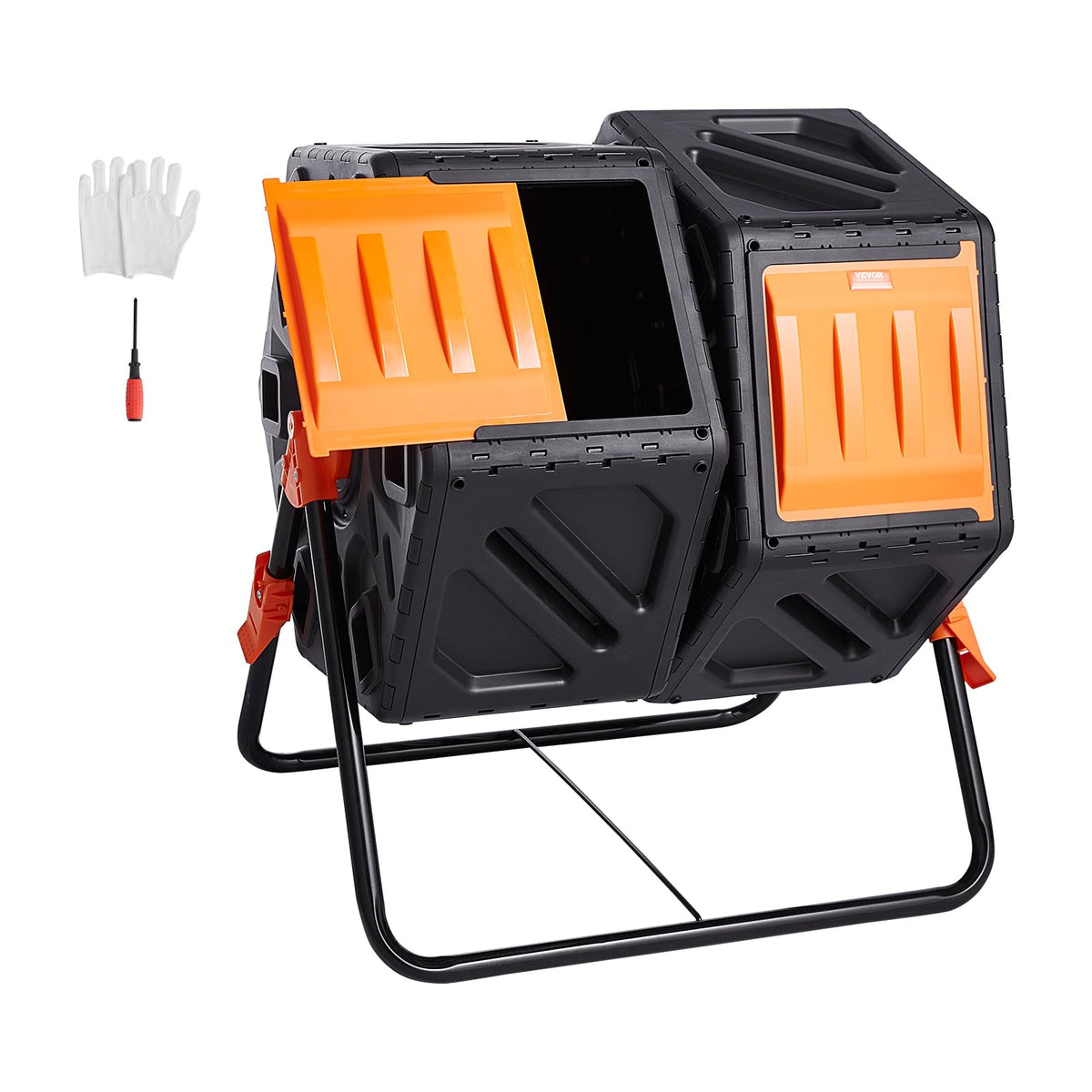 VEVOR compost bin with dual chamber demonstrates 37-gallon capacity for continuous composting.