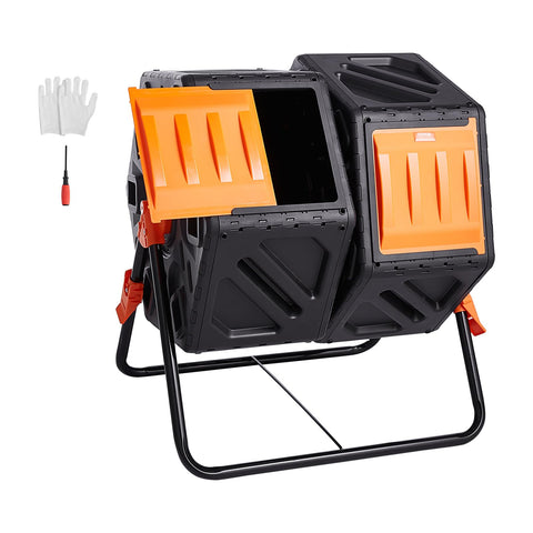 VEVOR compost bin with dual chamber demonstrates 37-gallon capacity for continuous composting.