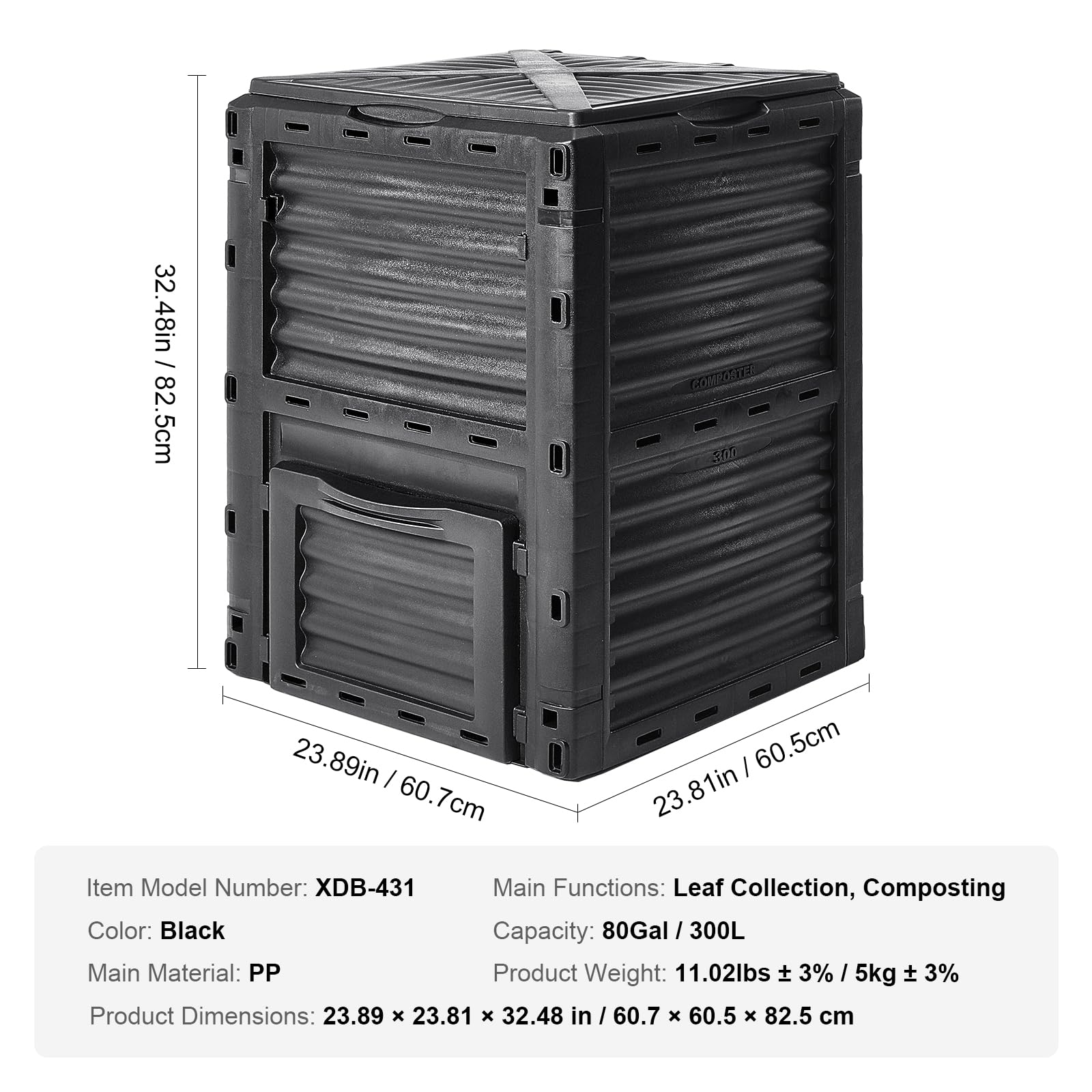 VEVOR dark plastic design helps warm the compost pile.