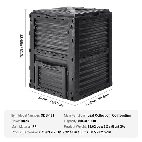 VEVOR dark plastic design helps warm the compost pile.