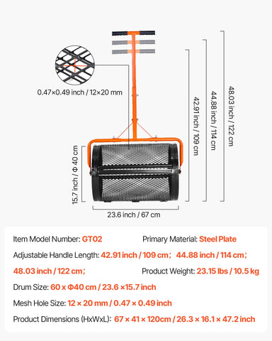 VEVOR 60x40 cm drum size boosts spreading efficiency