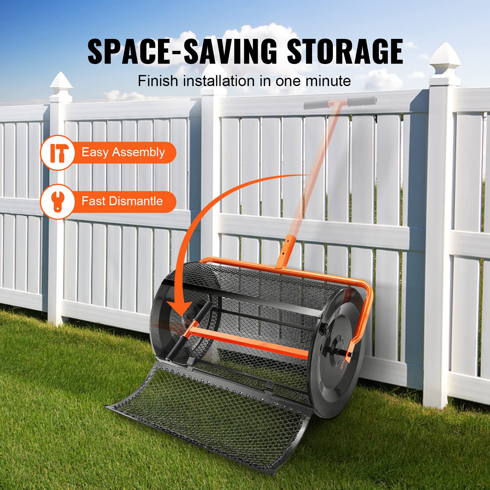 VEVOR spreader performs smoothly on slopes and uneven terrain.