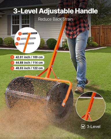 Close-up of the T-shaped handle on the VEVOR spreader for ergonomic control
