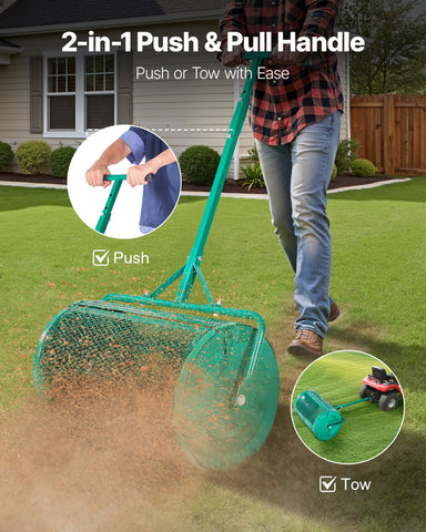 VEVOR compost spreader with tow handle ideal for large-area spreading