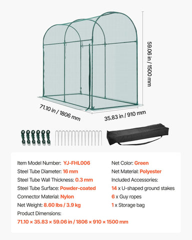 VEVOR Crop Cage ground stakes and guy ropes securing setup.