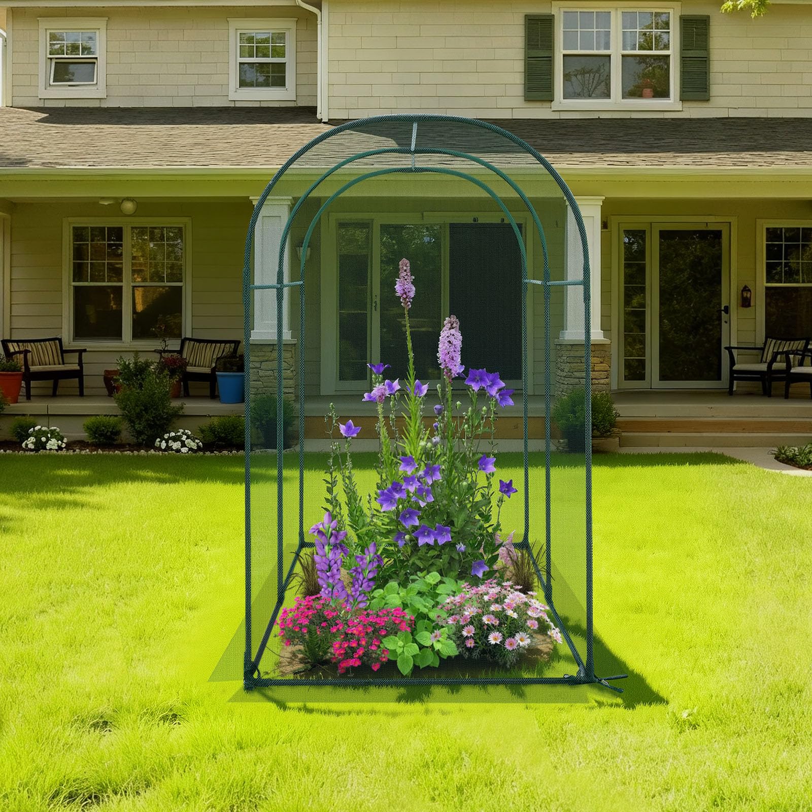 VEVOR Crop Cage installed over a raised bed garden.