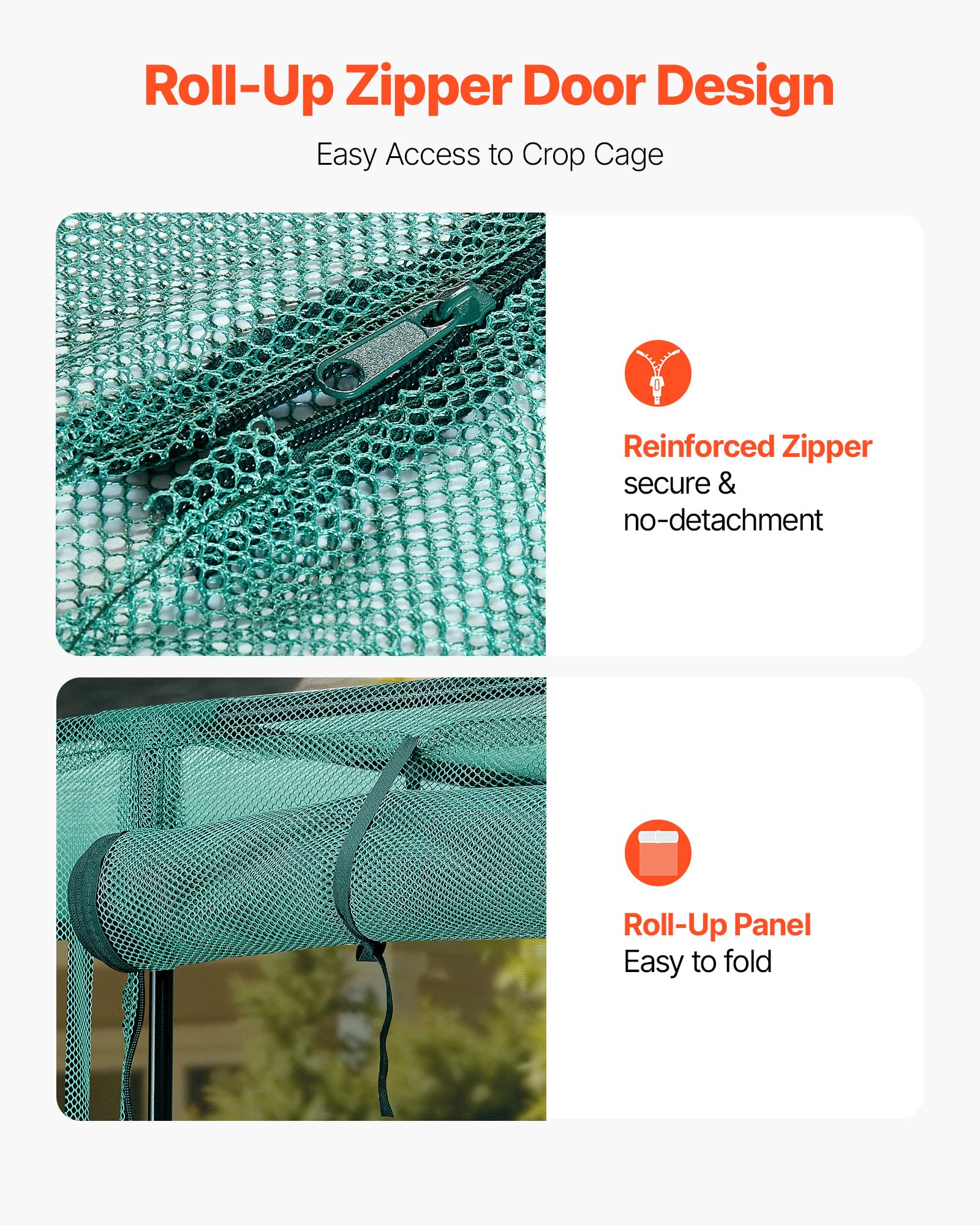VEVOR Crop Cage roll-up door open for harvesting access.
