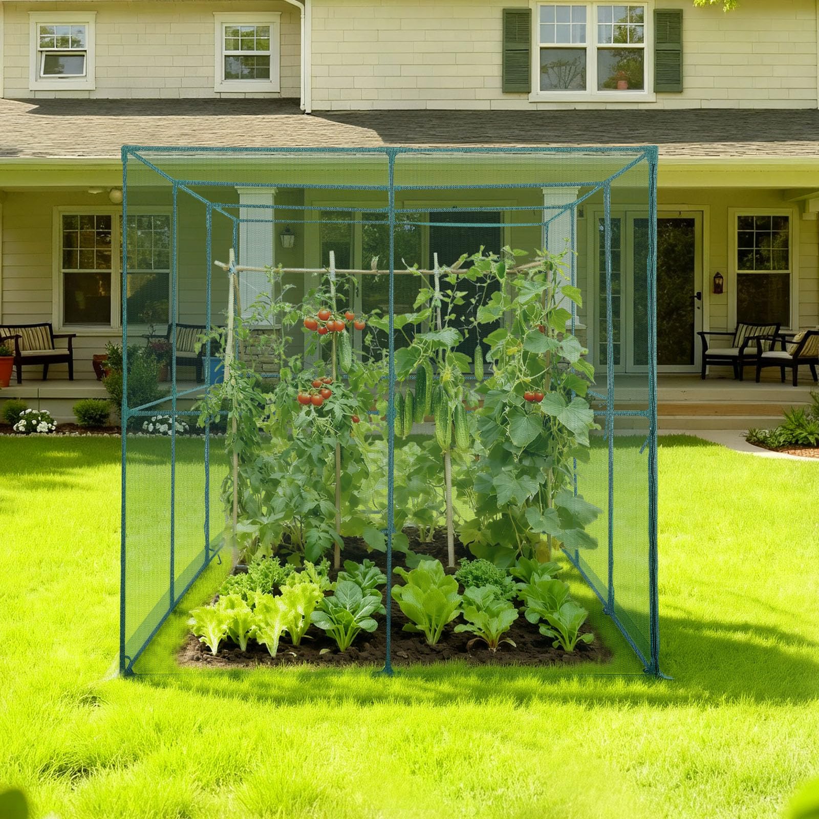 VEVOR crop cage interior offers ample space for vegetables.