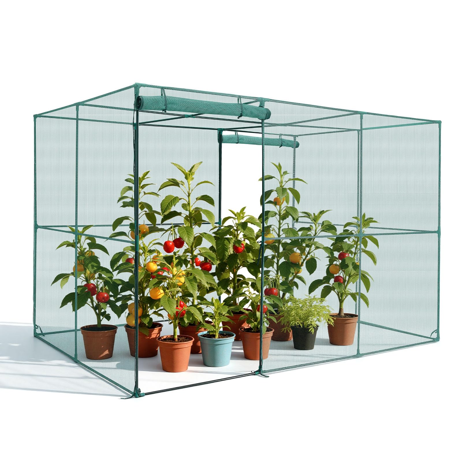 VEVOR crop cage with zippered door protects crops while allowing airflow.