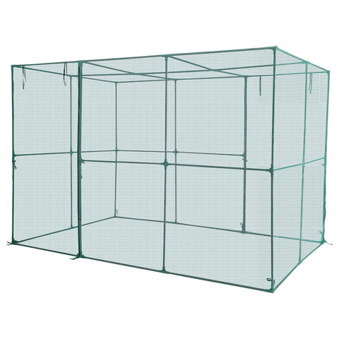 VEVOR crop cage outdoors protects tomatoes in raised beds.