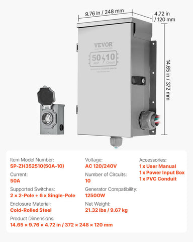 VEVOR CS6375 plug with protective lid guards ingress during storms.