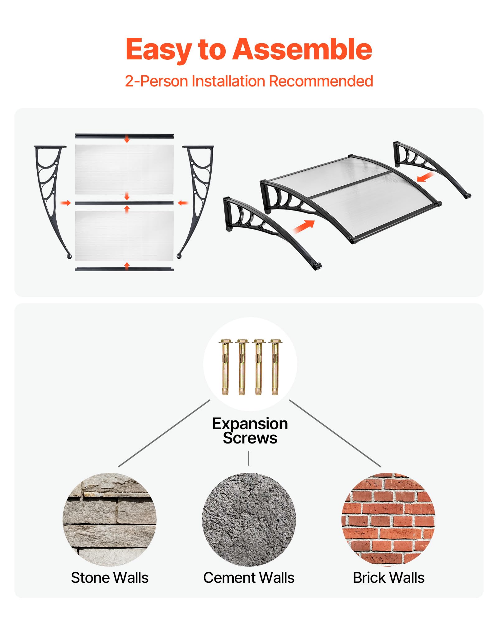 VEVOR DIY installation kit enables quick one-person setup.