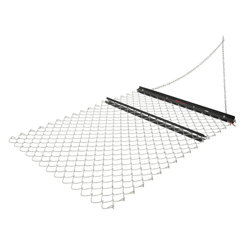Brick-weight tray on VEVOR drag harrow helps stabilize leveling work