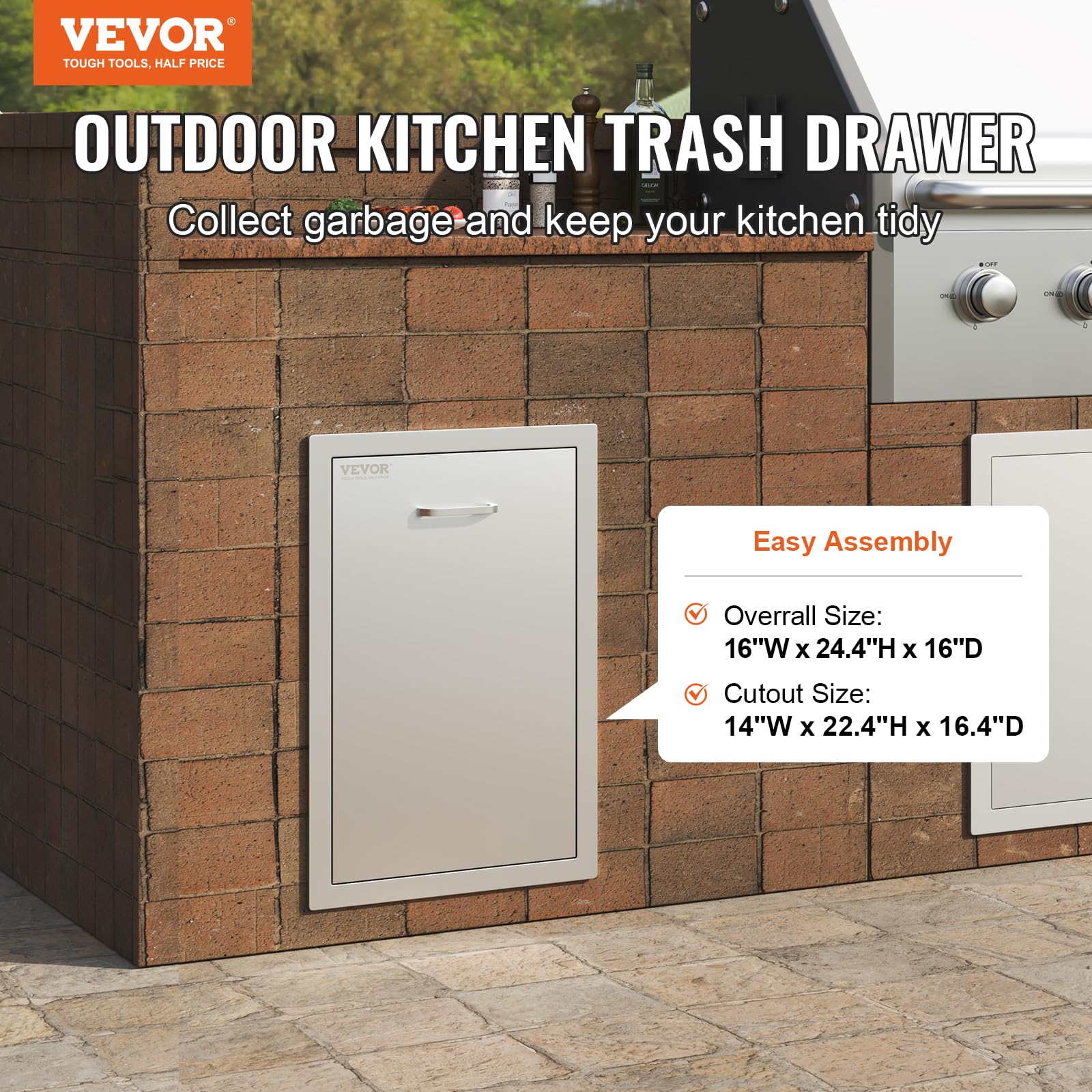 VEVOR drawer handle close-up showing ergonomic opening design.