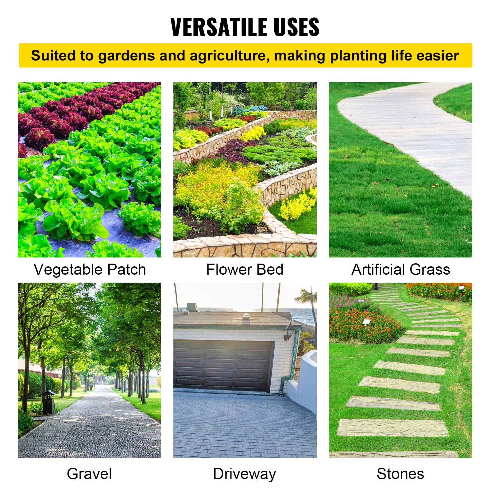Driveway application of VEVOR landscape fabric demonstrating practical weed control.