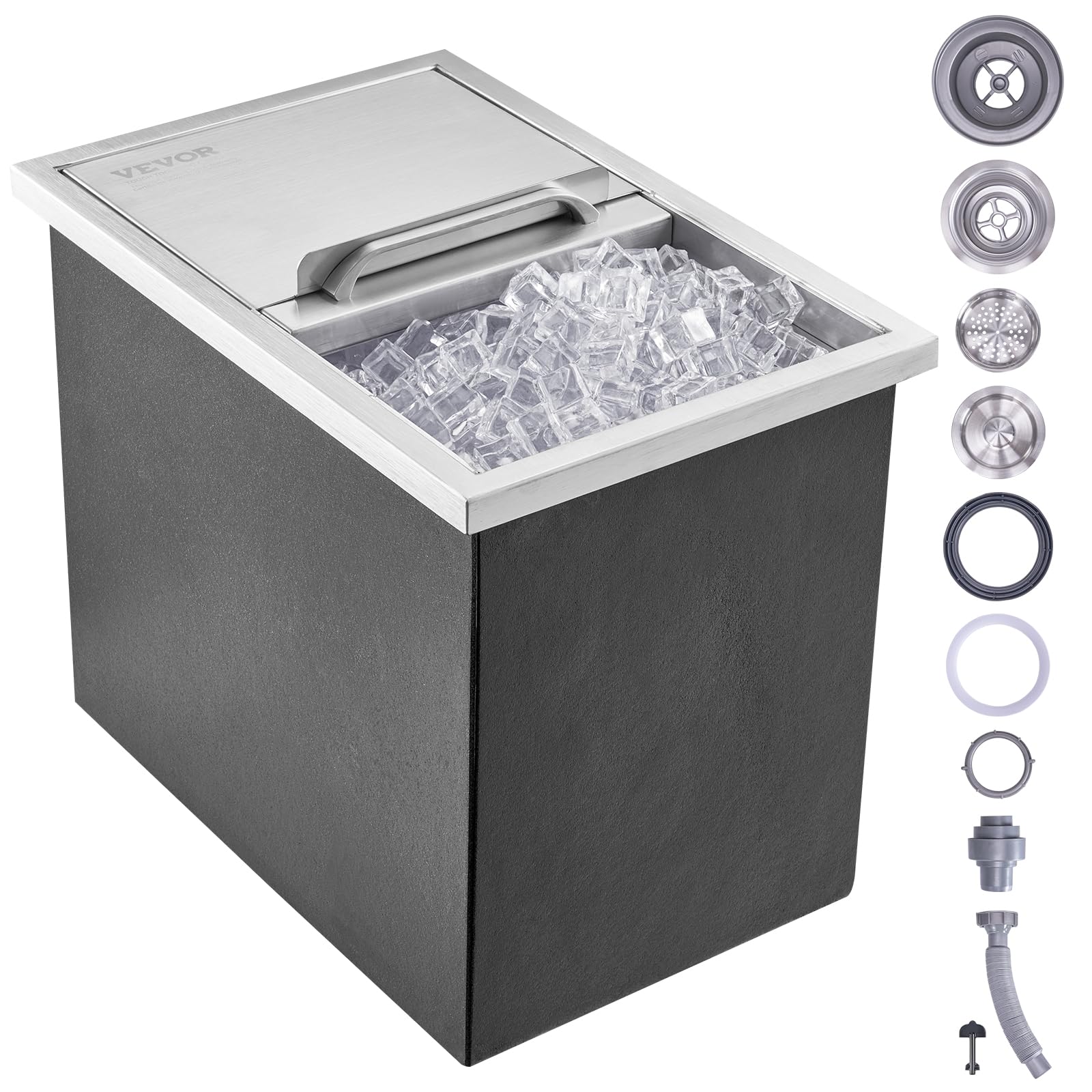 VEVOR drop-in ice chest with sliding cover for organized ice in bars