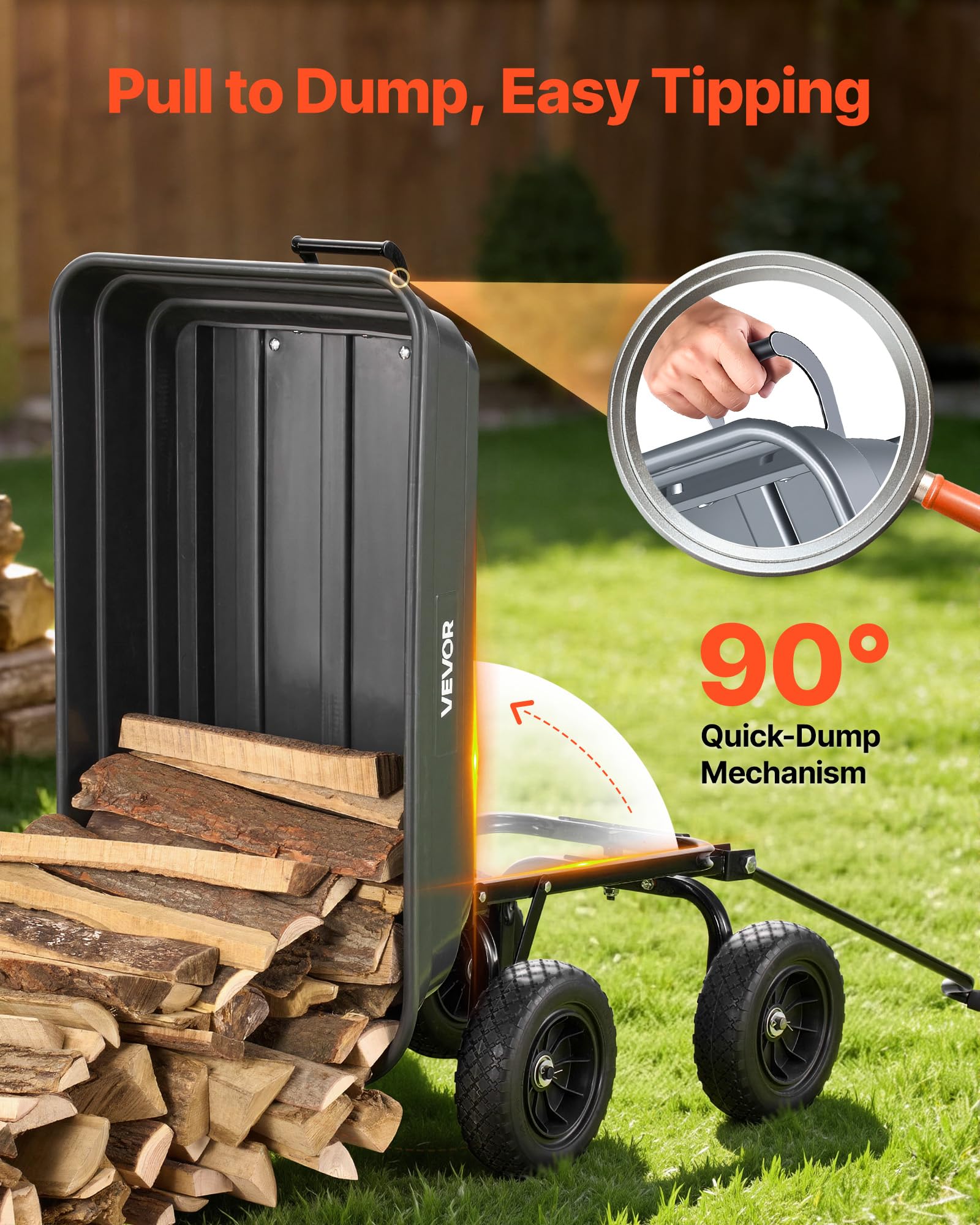 VEVOR durable PP tray designed to resist wear while carrying tools or mulch