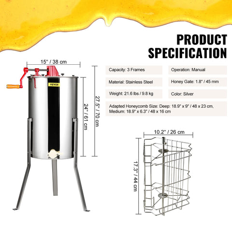 VEVOR polished stainless steel construction is rust resistant and easy to clean.