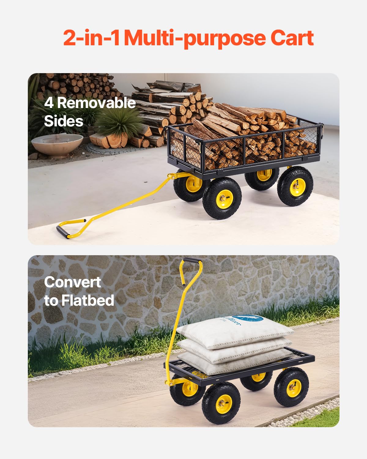 VEVOR durable steel construction provides stable support when lifting heavy yard materials