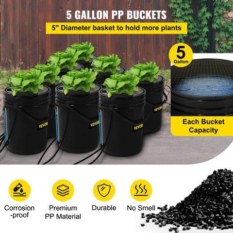 VEVOR DWC air pump close-up showing compact, efficient aeration for plants