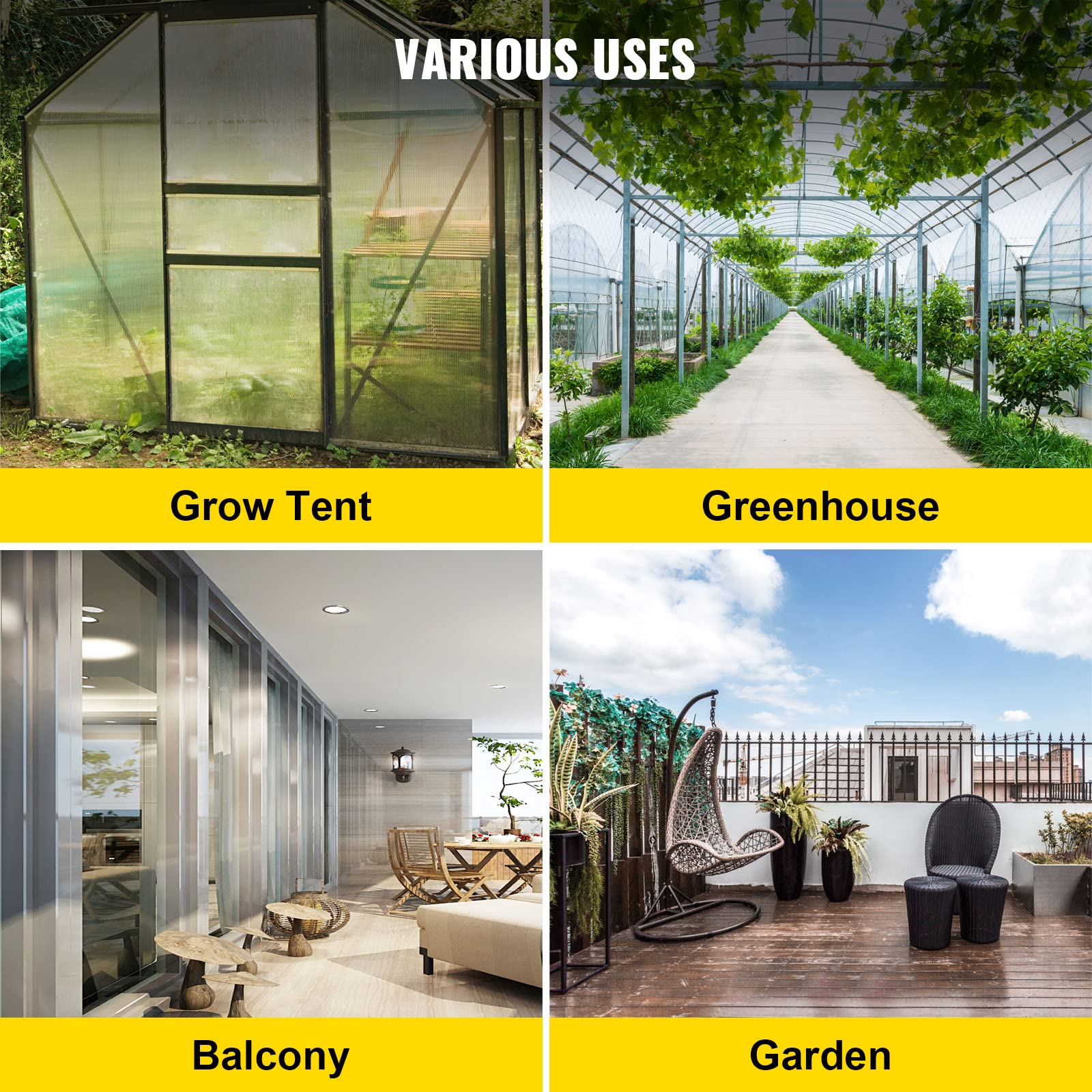 VEVOR DWC grow tent arrangement illustrating optimized space for greens