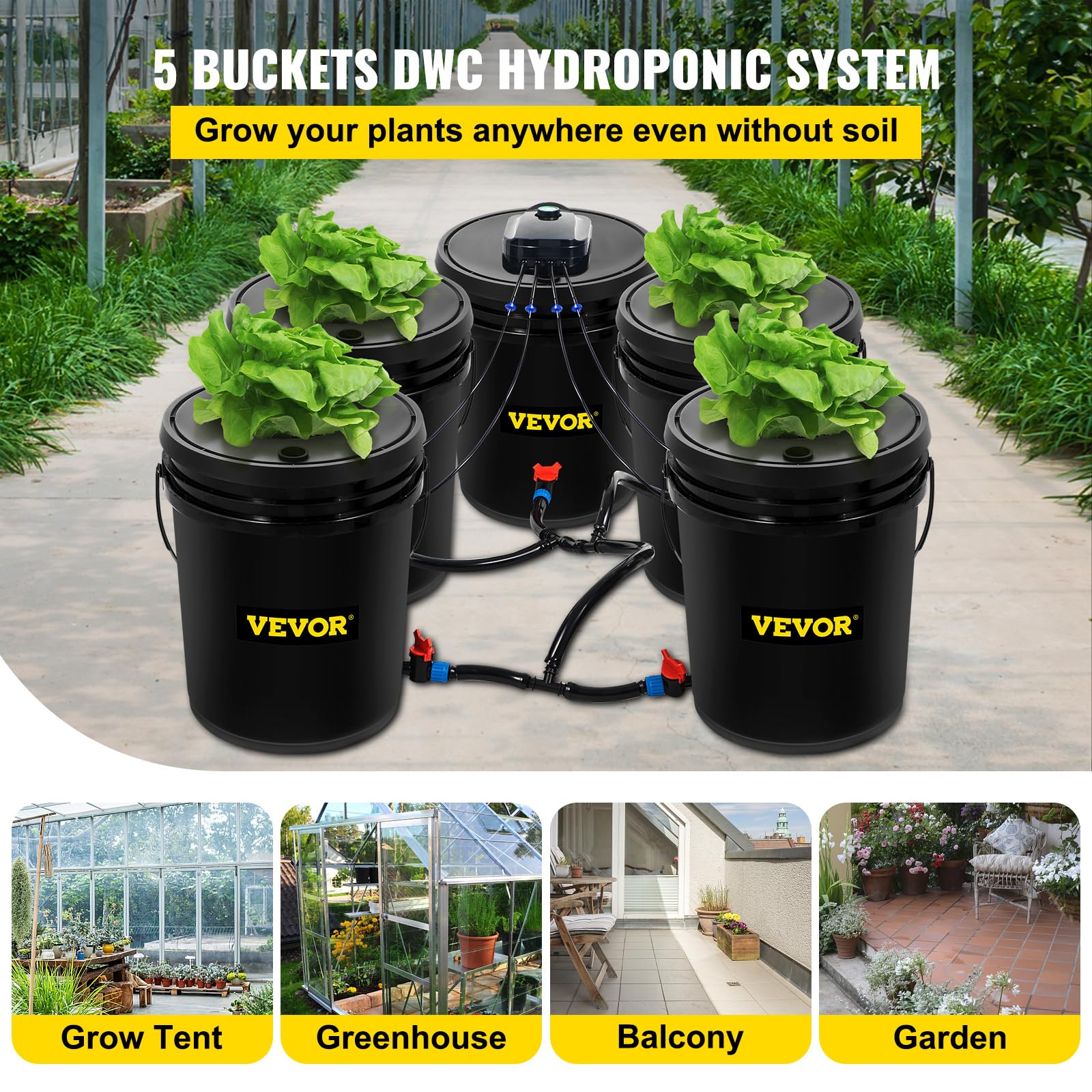 VEVOR DWC pump and air stone delivering vigorous root oxygenation