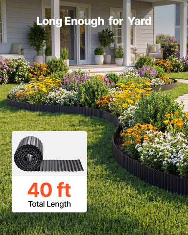 VEVOR easy-installation edging with hammer-tap method speeds DIY garden projects.