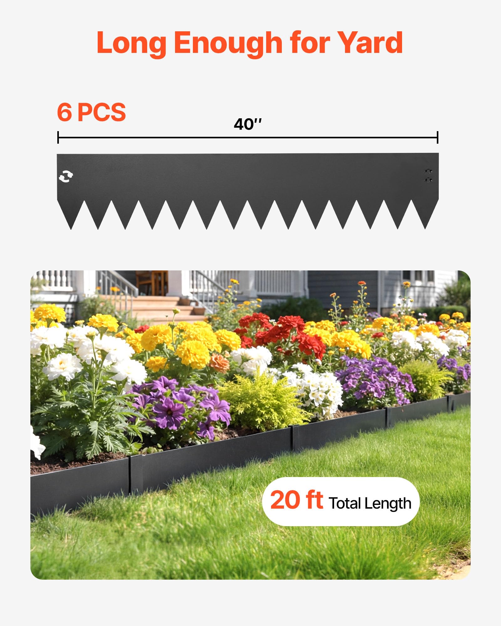 VEVOR edging installed in soil creates a clean garden border.